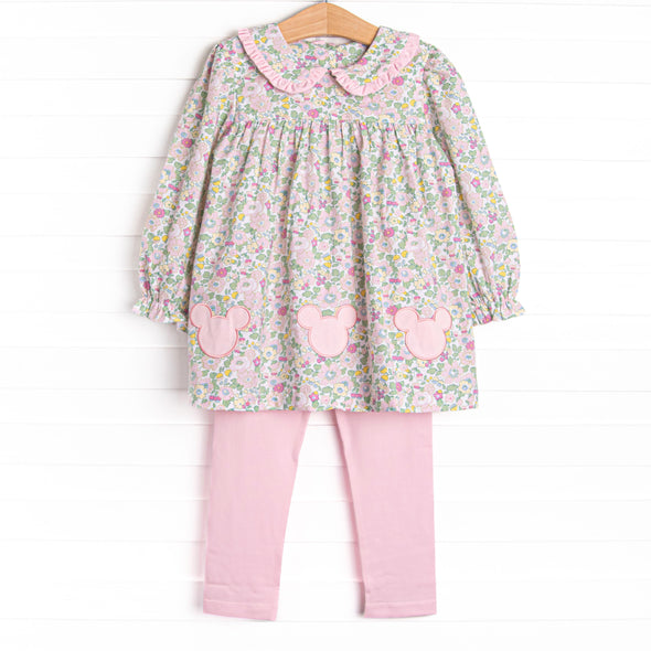 Clubhouse Carnations Applique Legging Set, Pink