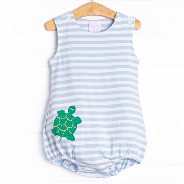 Turtle Time Applique Bubble, Blue Stripe