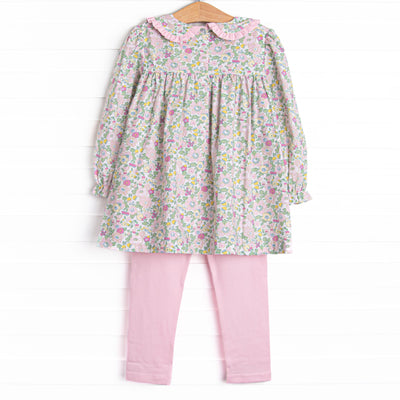 Clubhouse Carnations Applique Legging Set, Pink