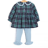 Campbell Long Sleeve Legging Set, Navy Plaid