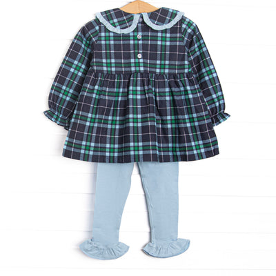 Campbell Long Sleeve Legging Set, Navy Plaid