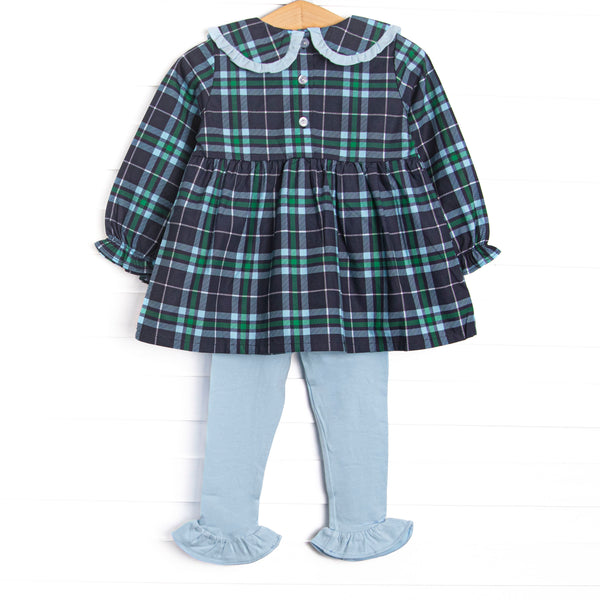 Campbell Long Sleeve Legging Set, Navy Plaid