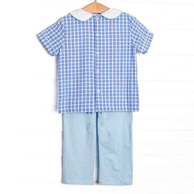Winslet Windowpane Pant Set, Blue