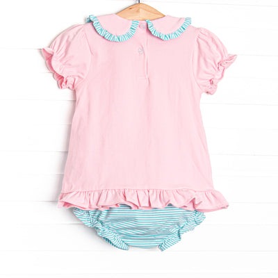 Spill the Tea Applique Diaper Set, Pink