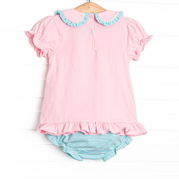Spill the Tea Applique Diaper Set, Pink