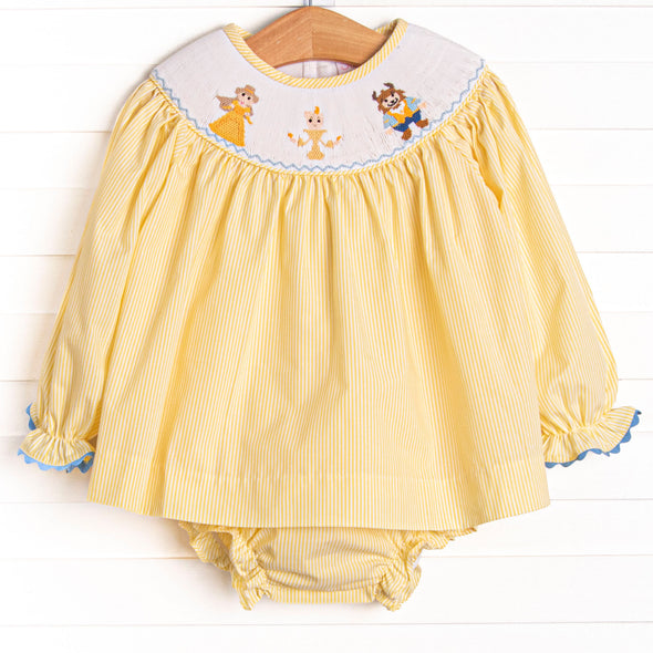Blushing Beauty Smocked Diaper Set, Yellow