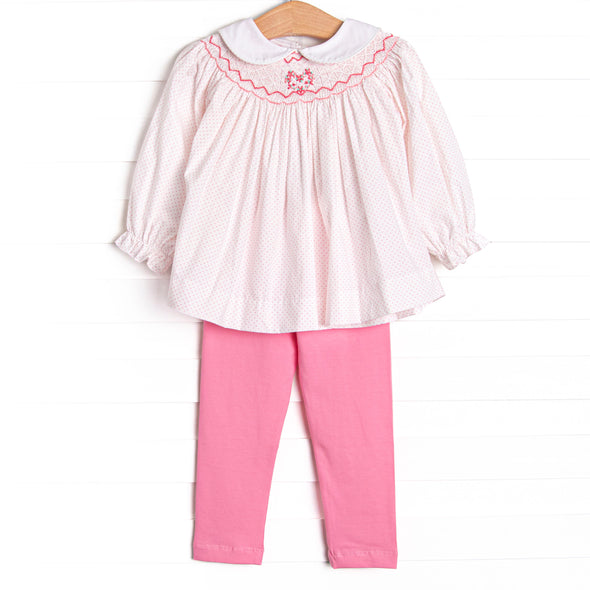 Decorative Delivery Smocked Legging Set, Pink