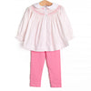 Decorative Delivery Smocked Legging Set, Pink