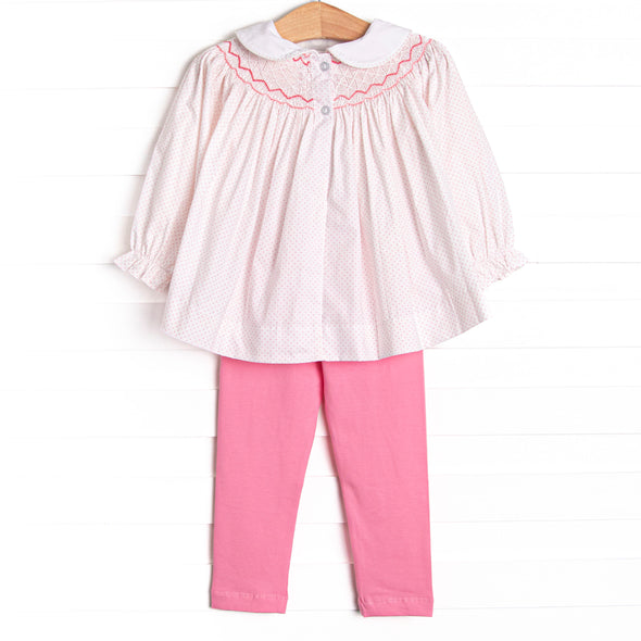 Decorative Delivery Smocked Legging Set, Pink