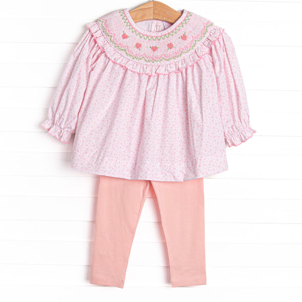 Kept Promise Petals Smocked Legging Set, Pink