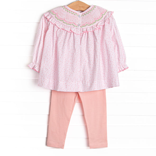 Kept Promise Petals Smocked Legging Set, Pink