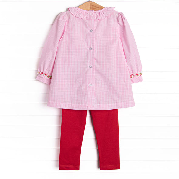 Going Steady Applique Legging Set, Pink