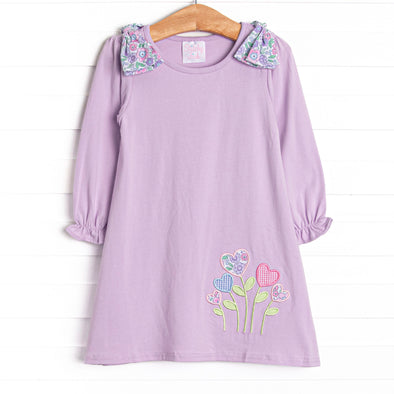 Grow Together Applique Dress, Purple