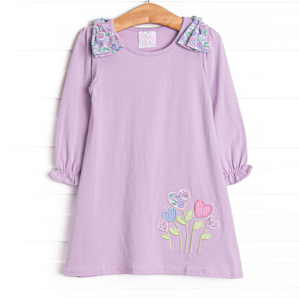 Grow Together Applique Dress, Purple
