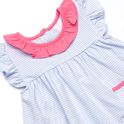 Amelia Flutter Sleeve Legging Set, Pink and Blue Stripe