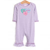 Candy Hearts Applique Romper, Purple