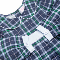 Campbell Long Sleeve Collared Dress, Navy Plaid