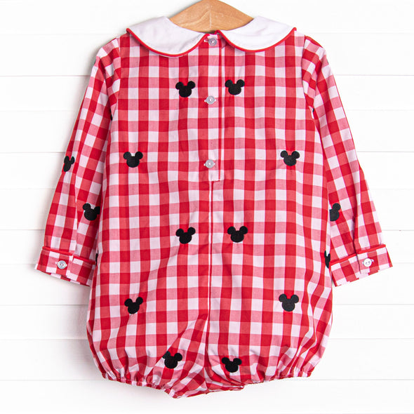 Oh Toodles Embroidered Boy Bubble, Red Check