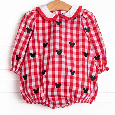 Oh Toodles Embroidered Girl Bubble, Red Check