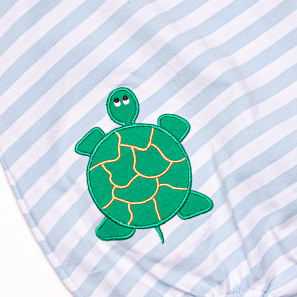 Turtle Time Applique Bubble, Blue Stripe