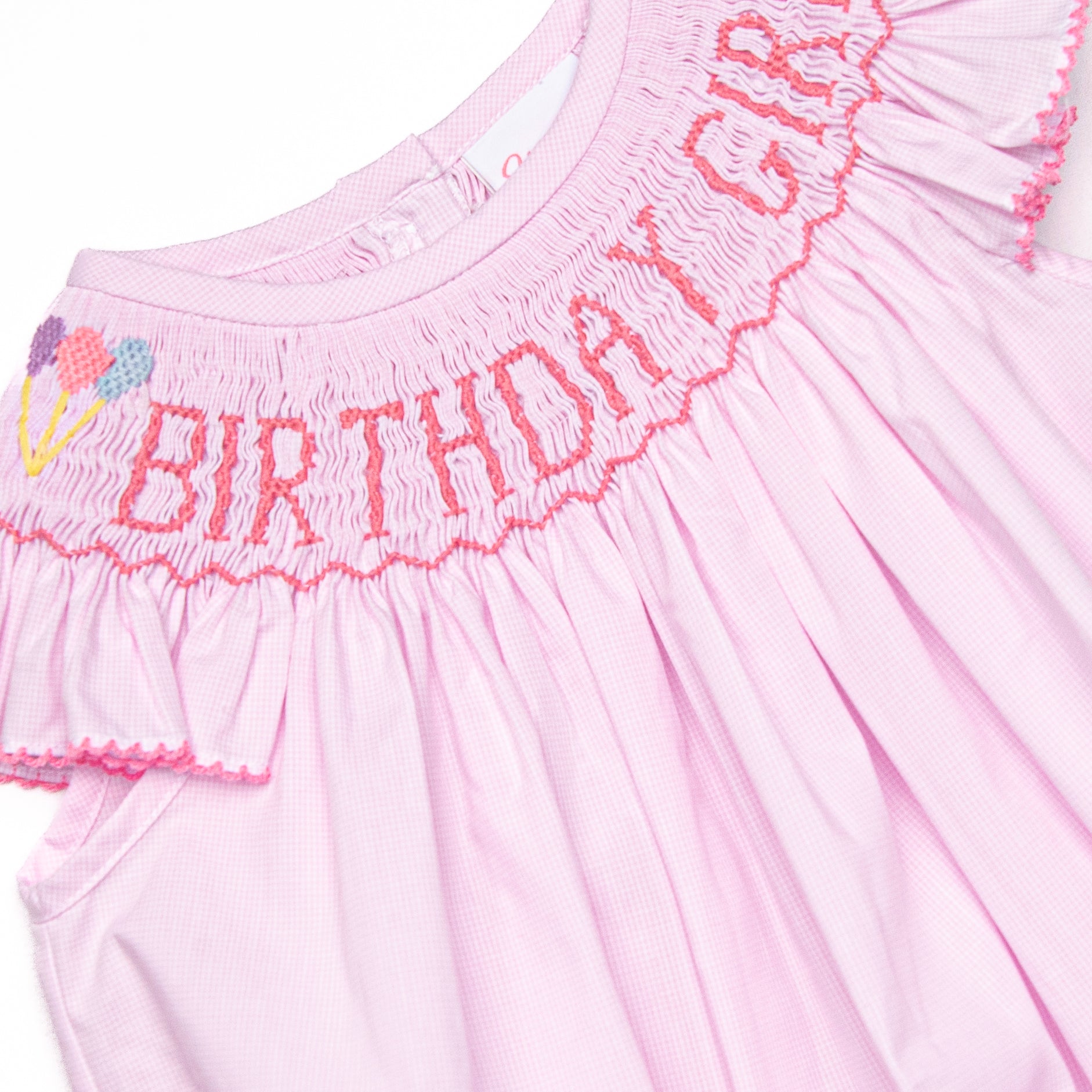 Girl's Birthday Girl Smocked Bubble in Pink size 12M | Stitchy Fish Girl's Birthday Girl Smocked Bubble in Pink size 12M | Stitchy Fish