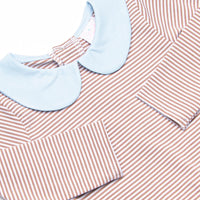 Elliot Romper, Light Blue and Brown Stripe