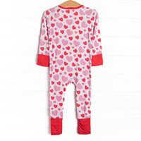 Bubbly Hearts Bamboo Zippy Pajama, Red