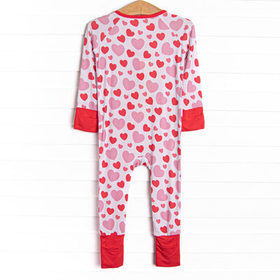 Bubbly Hearts Bamboo Zippy Pajama, Red