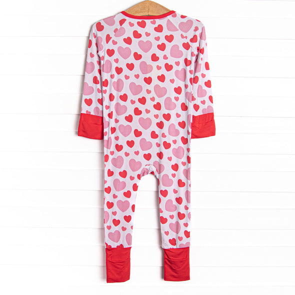 Bubbly Hearts Bamboo Zippy Pajama, Red