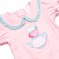 Spill the Tea Applique Diaper Set, Pink