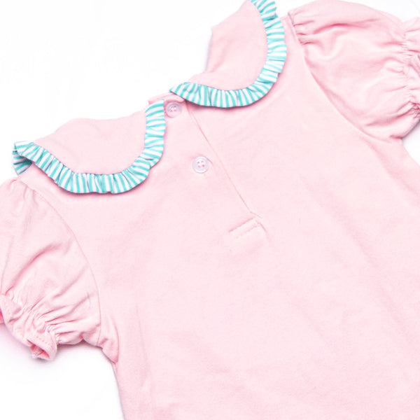 Spill the Tea Applique Ruffle Short Set, Pink