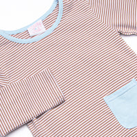Noah Diaper Set, Light Blue and Brown Stripe