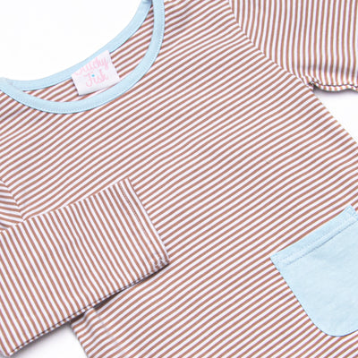 Noah Diaper Set, Light Blue and Brown Stripe