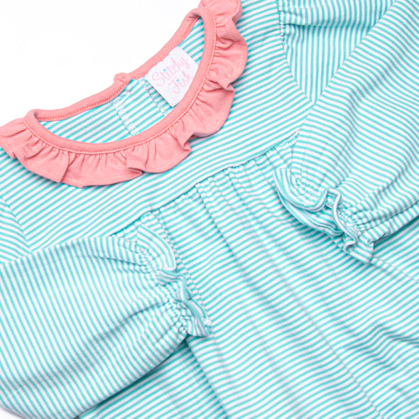 Amelia Bubble, Pink and Mint Stripe