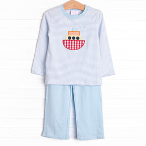 Steamboat Seas Applique Pant Set, Blue