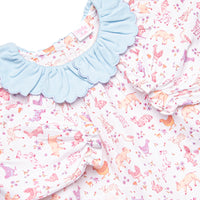Fairytale Farm Scalloped Collar Diaper Set, Blue