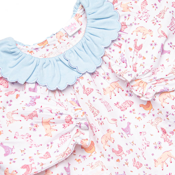 Fairytale Farm Scalloped Collar Diaper Set, Blue