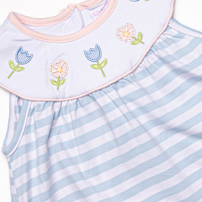Springtime Sprouts Applique Bloomer Set, Blue