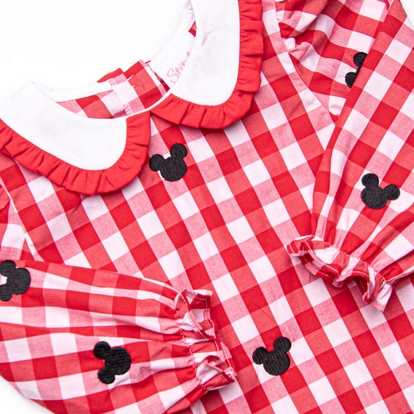 Oh Toodles Embroidered Girl Bubble, Red Check