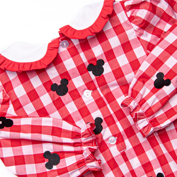 Oh Toodles Embroidered Girl Bubble, Red Check