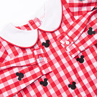 Oh Toodles Embroidered Boy Bubble, Red Check