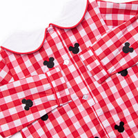 Oh Toodles Embroidered Boy Bubble, Red Check