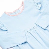 Gracie Romper, Light Blue and Peach Stripe