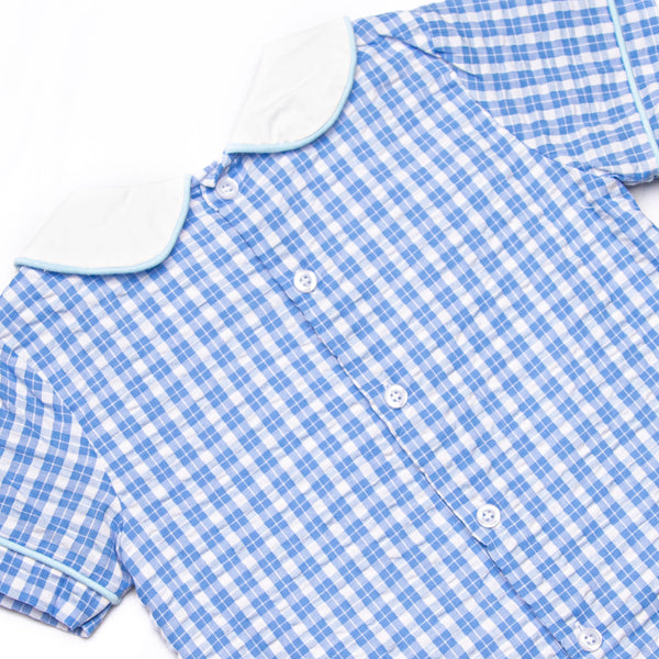 Winslet Windowpane Pant Set, Blue