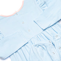 Gracie Romper, Light Blue and Peach Stripe