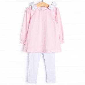 Petite Pink Polka Dots Legging Set, Pink