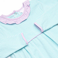 Zoe Ruffle Pocket Dress, Purple and Mint Stripe