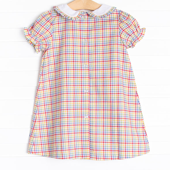 Perfect Grade Plaid Smocked Dress, Red