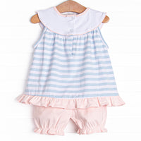 Springtime Sprouts Applique Bloomer Set, Blue