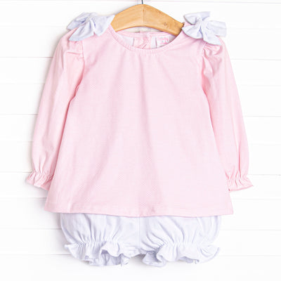 Petite Pink Polka Dots Bloomer Set, Pink